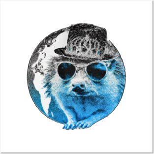 Cyanotype hedgehog aristocrat ready to steal your heart Posters and Art